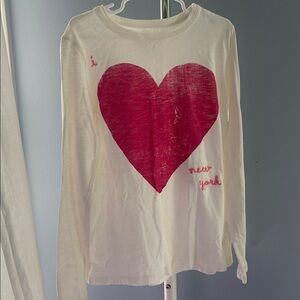 Crewcuts White and Red Long Sleeve Tee